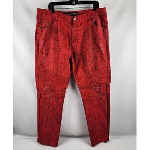 Southpole Jeans Vtg Y2K Mens 40x31 Loose Relaxed  Red Black Distressed Hip Hop